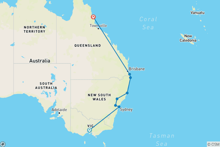 Map of The Ultimate Australia Self-Drive Experience - Private