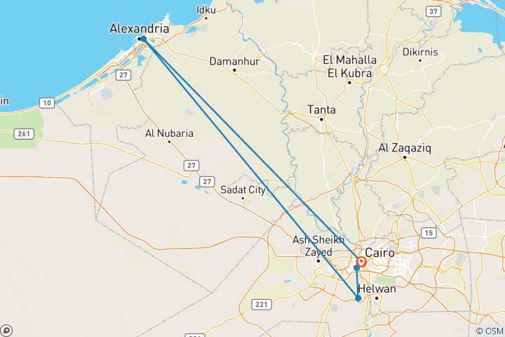 Mapa de Lo mejor de El Cairo, Guiza y Alejandría en 3 días con traslados gratuitos al aeropuerto y almuerzo