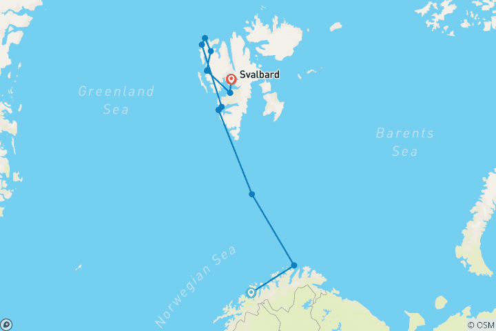 Carte du circuit Odyssée de l'Arctique - De la Norvège au Svalbard