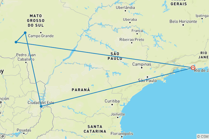 Karte von Brasilianische Natur und Tierwelt Abenteuer (mit Inlandsflügen)