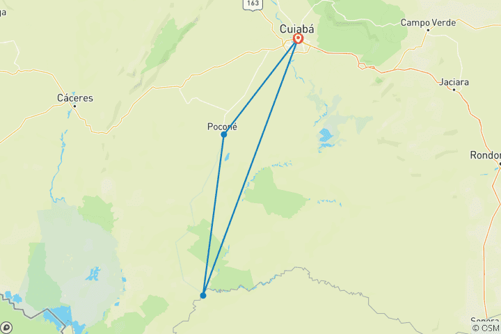 Carte du circuit Safari au Pantanal du Nord et au Jaguar