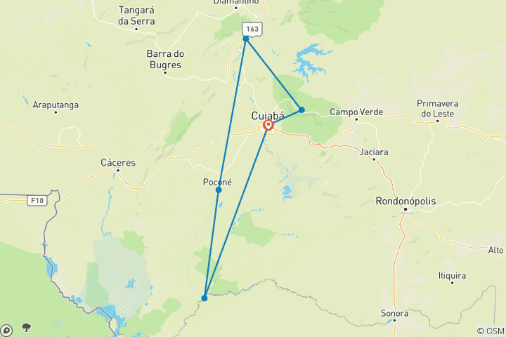 Carte du circuit Circuit dans le nord du Pantanal