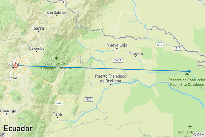 Map of 7 Days Cuyabeno Wildlife Reserve Group Tour for Gay Travelers