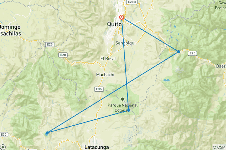 Map of 7 Days Budget Trip to Ecuador