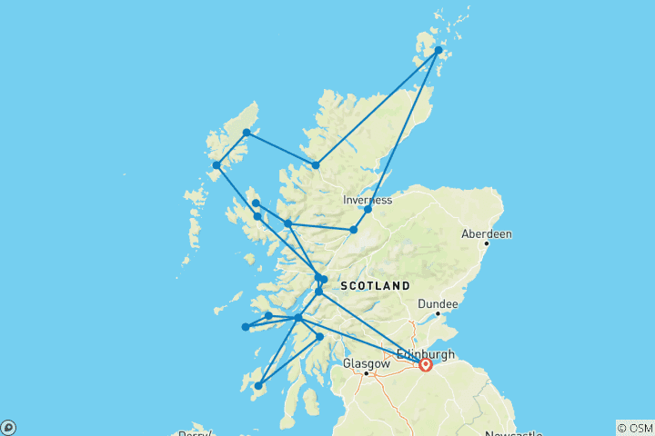 Map of Scottish Islands Encompassed - 17 days