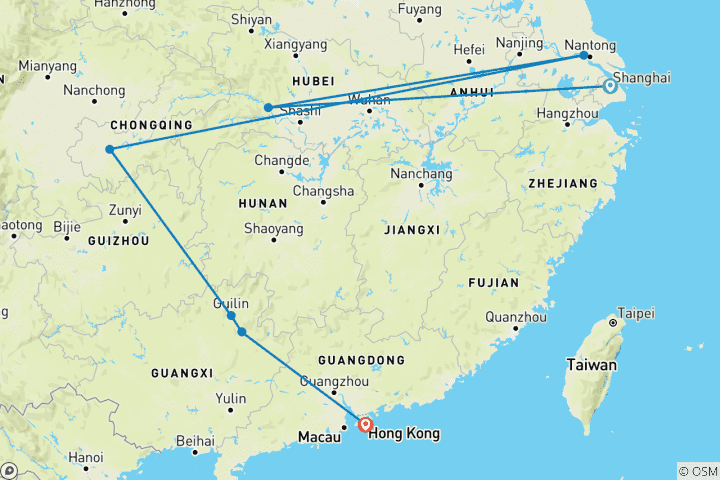 Map of 15 Days China: From Ancient To Modern Tour (private guide & driver）