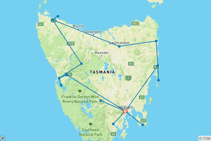 Carte du circuit La Tasmanie en profondeur