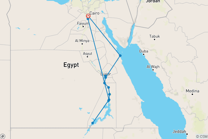 Map of La merveilleuse Égypte - Circuit de 10 jours et 9 nuits au départ du Caire