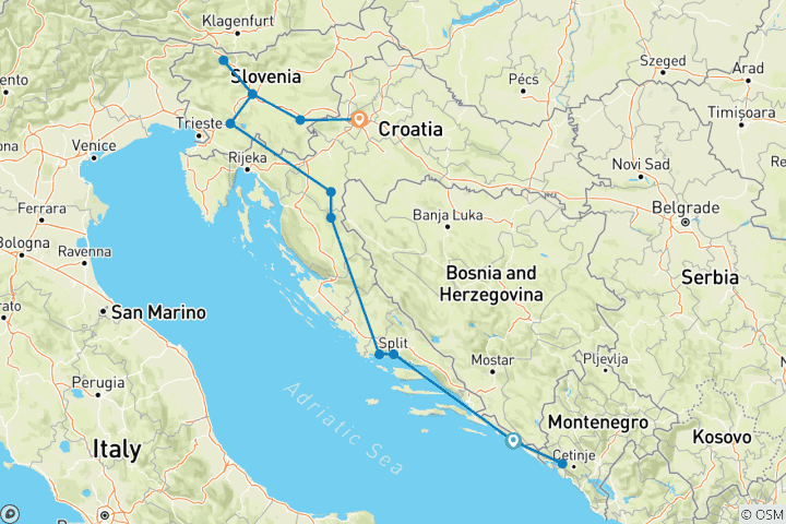 Carte du circuit Croatie et Slovénie