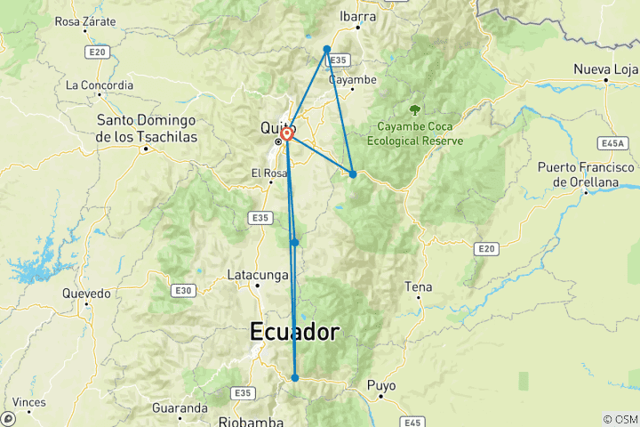 Map of 7 Days Classic Self-Drive Tour in Ecuador