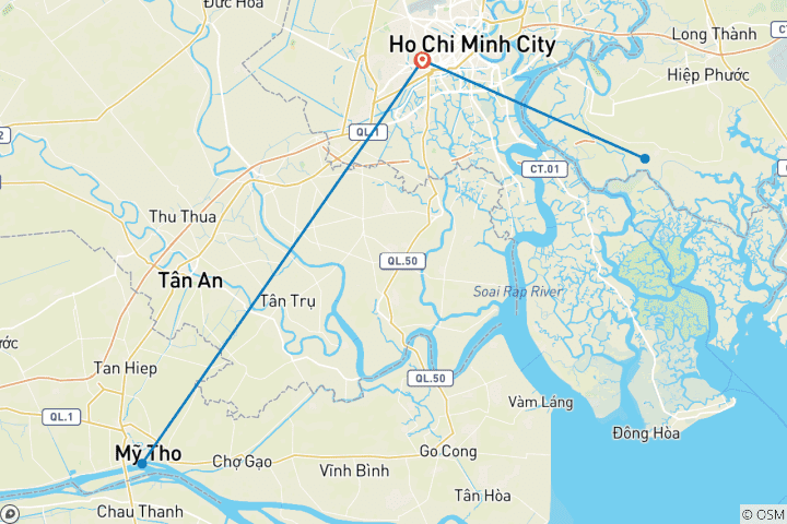 Mapa de Saigón, Delta del Mekong y Cu Chi exprés - 5 días