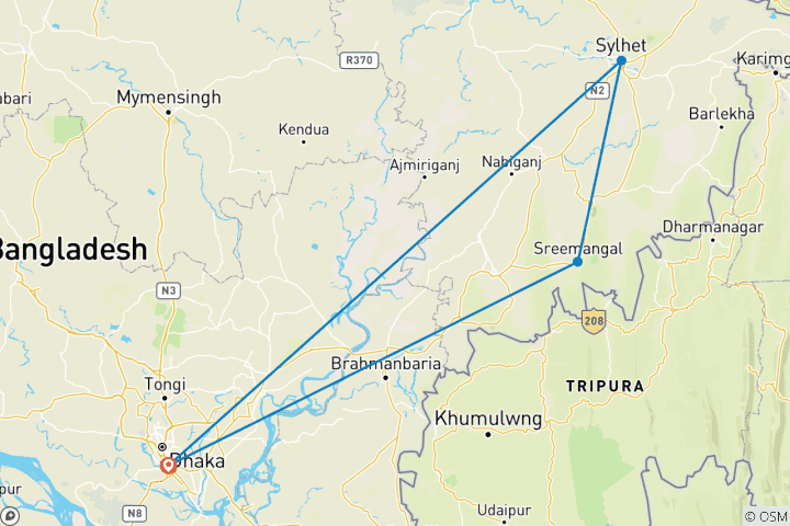 Map of 5 Days Tailor-Made Bangladesh Wildlife Tour, Excluisve Guide and Driver