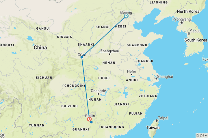 Carte du circuit Circuit de 9 jours en Chine : Petit groupe de luxe et hôtels 5 étoiles, tout compris