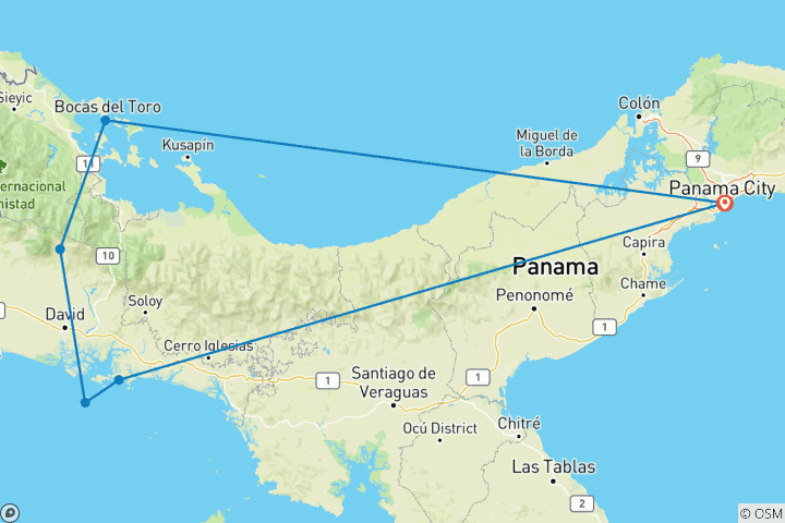 Map of 10 Days Panama at a glance