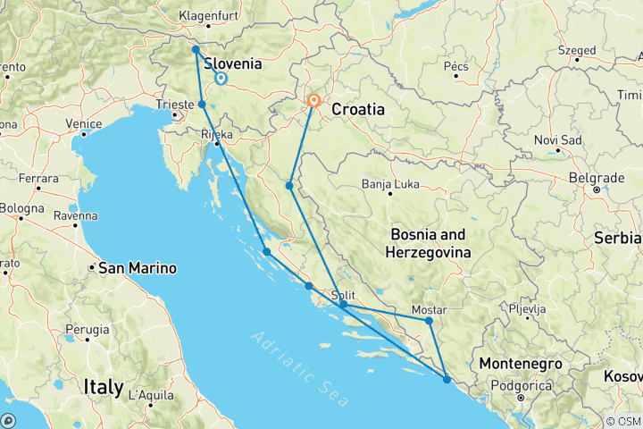 Carte du circuit SLOVÉNIE ET CROATIE