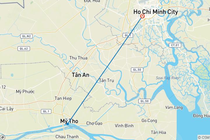 Map of Ho Chi Minh City & Mekong Delta - 4 days