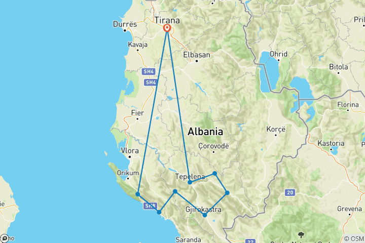Map of 360° Adventure in South Albania - 8-Day Small Group Tour