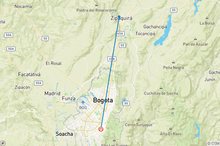 Map of 4 Days in Colombia: Bogotá & Beyond