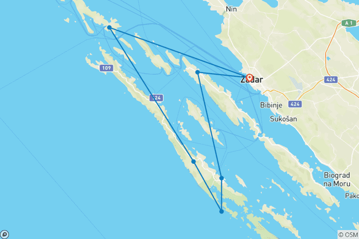 Map of Sailing Croatia  - Zadar and Kornati 2025