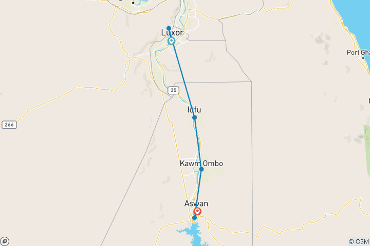 Kaart van Verbazingwekkende 2 – Nijlcruise van Luxor naar Aswan inclusief alle bezienswaardigheden