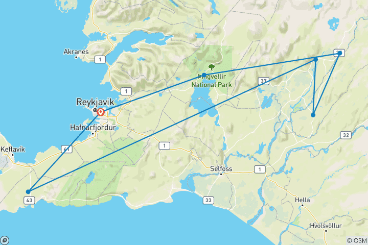 Karte von 4-tägige Reykjavík Städtereise mit Golden Circle