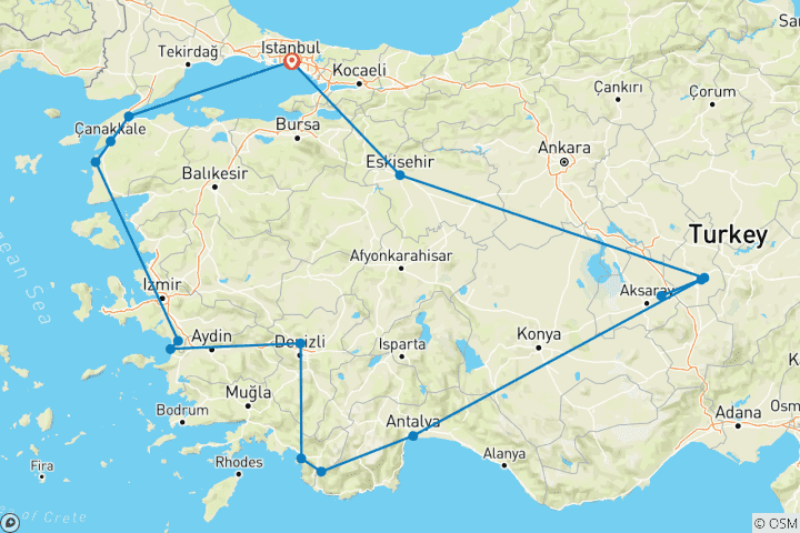 Carte du circuit Approfondissement : Turquie (15 destinations)