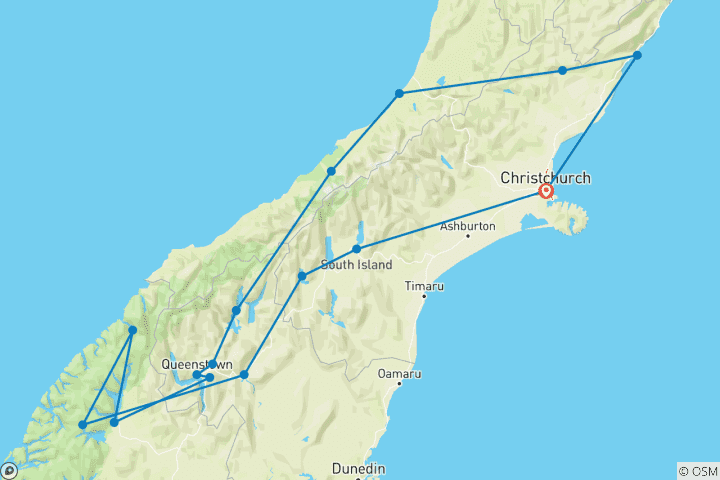 Map of Delve Deep: New Zealand South Island