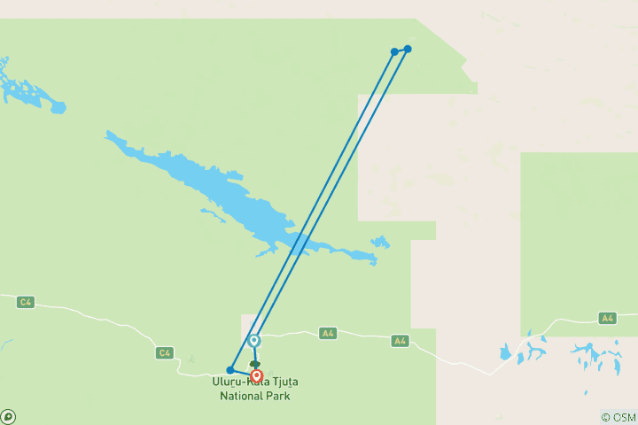 Map of Uluru & Kings Canyon Express (from Yulara to Uluru)