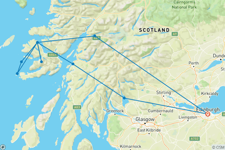 Map of Mull, Iona & Highlands - 4 days