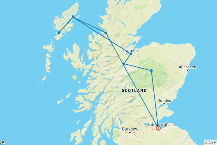 Map of Edinburgh, Hebrides & Highlands (Hotel) - 5 days