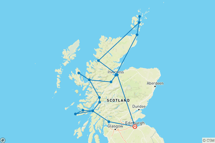 Map of Western Isles & Orkney - 9 days