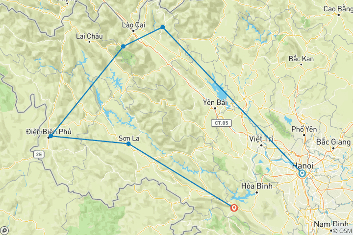 Karte von Sapa & Y Ty - Die Stammesschleife: 6 Tage 5 Nächte Private Tour