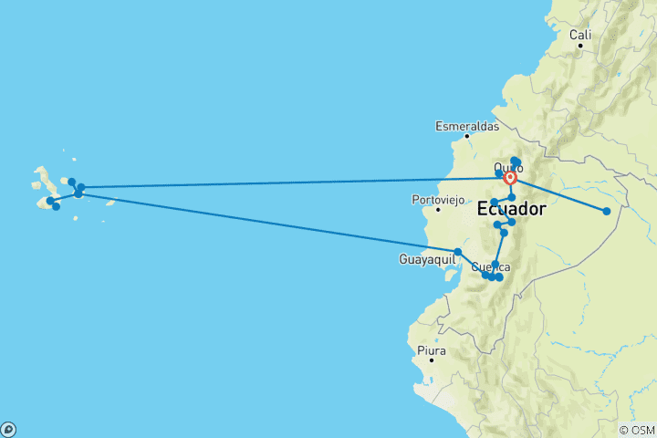 Kaart van 21 dagen Ecuador 360