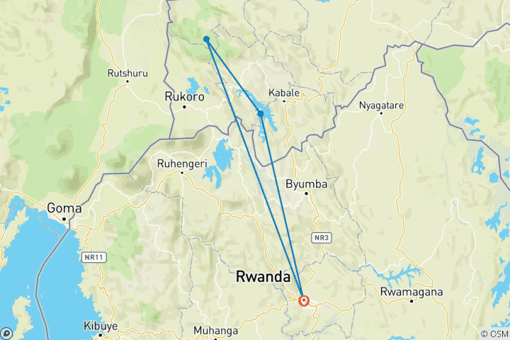 Carte du circuit Trekking au Rwanda et en Ouganda à la rencontre des gorilles