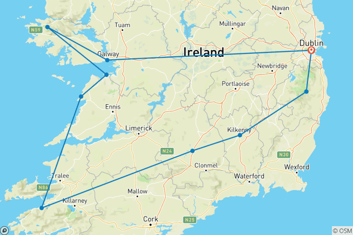 Kaart van 8 dagen met Ierland