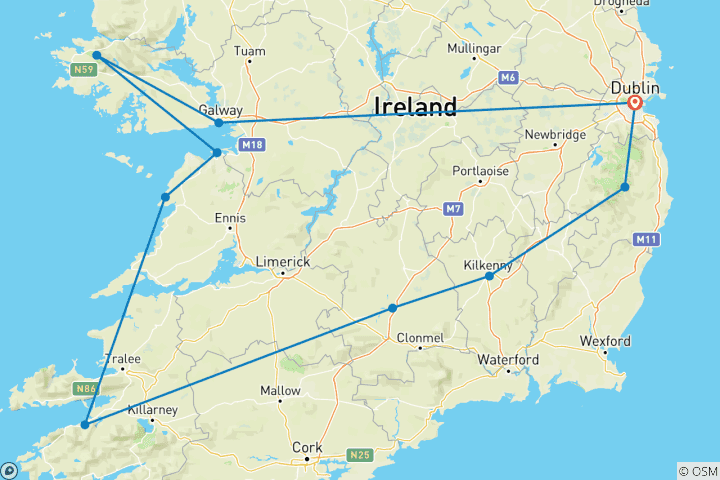 Karte von 8 Tage Begegnungen mit Irland