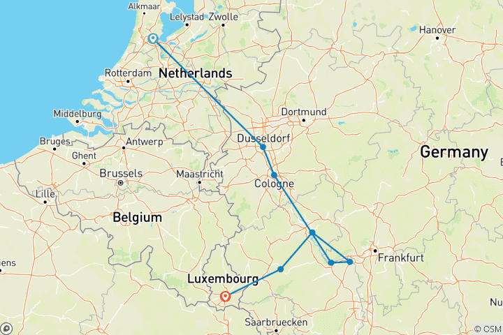 Carte du circuit Vignobles du Rhin et de la Moselle (croisière viticole) 2026