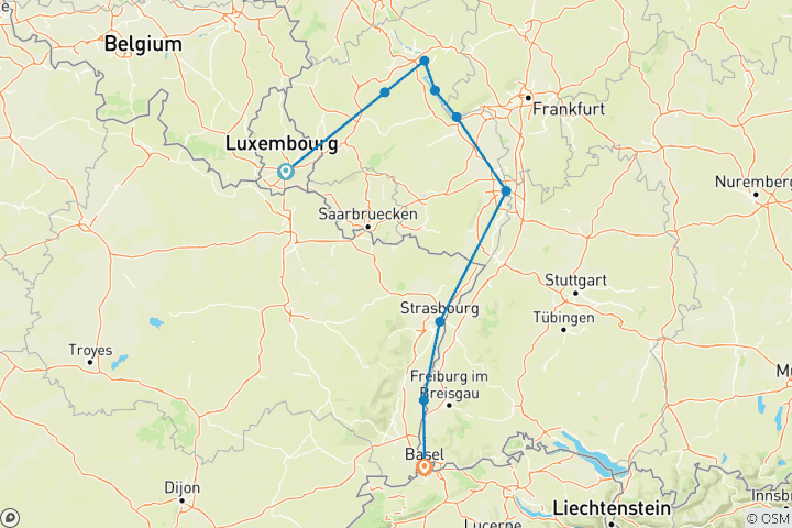 Karte von Rhein & Mosel Pracht (Weinkreuzfahrt) 2026