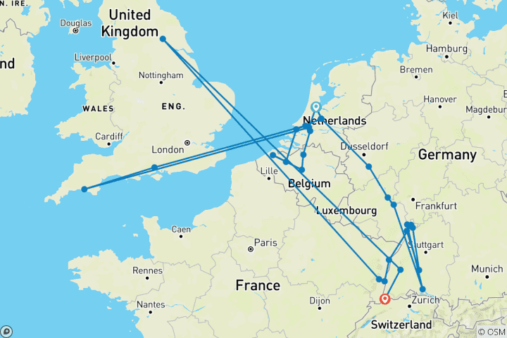 Carte du circuit Le Grand Rhin et les canaux hollandais - 2026