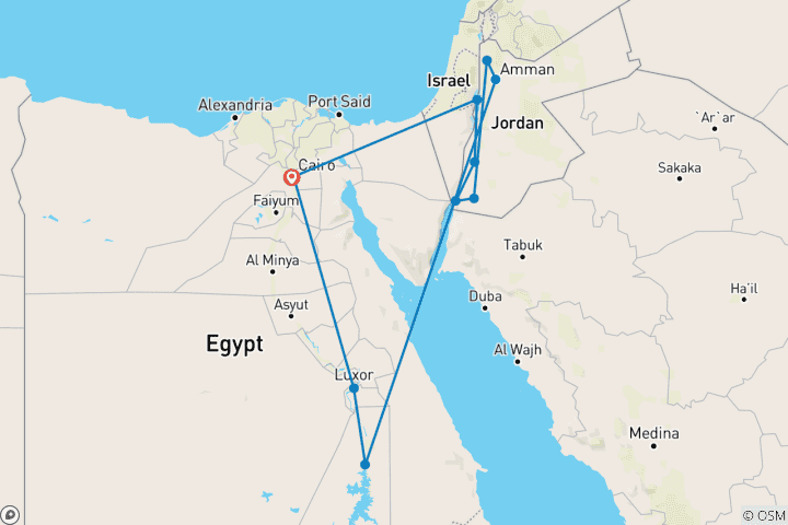 Carte du circuit Circuit de 14 jours en Égypte et en Jordanie