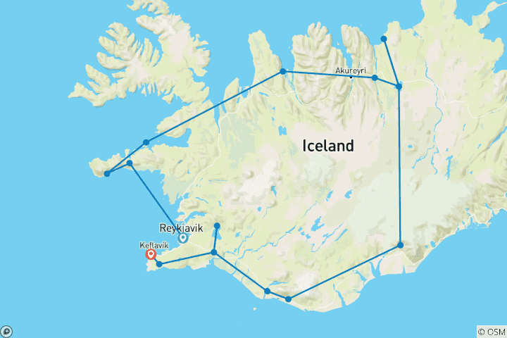 Carte du circuit Découvrir l'Islande