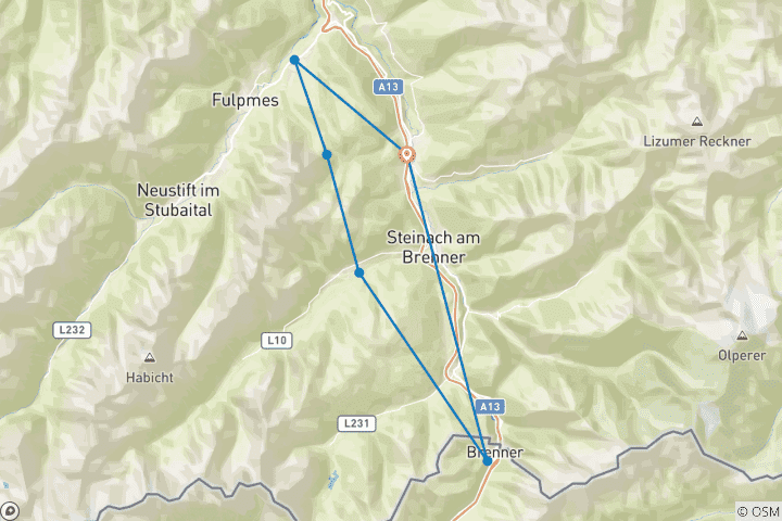 Carte du circuit WIPP-Traverse - Traversée individuelle des Alpes pour les débutants, les novices et les épicuriens