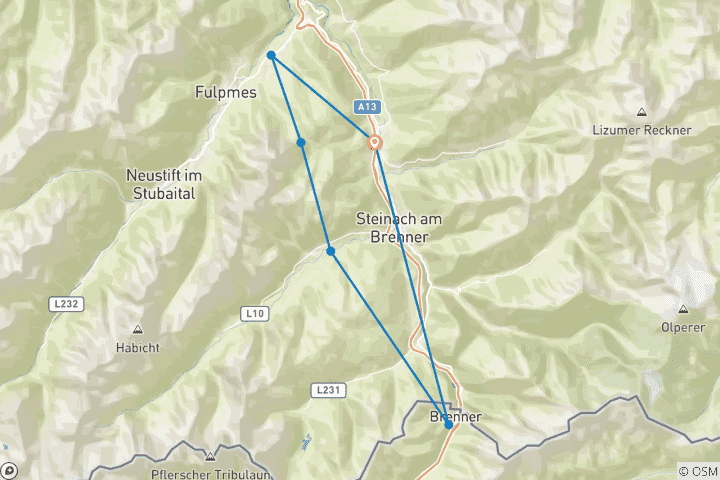 Map of WIPP-Traverse - Individual Crossing of the Alps