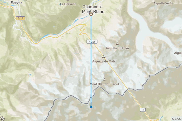 Mapa de Una semana de alpinismo con ascensión al Mont Blanc: ¡cumple tu sueño!