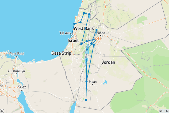 Map of Land of the Gods (With Dead Sea Extension, 14 Days)