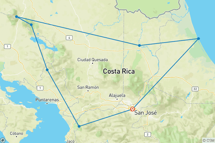 Map of Costa Rica Explorer - 12 days