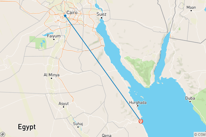 Map of Tour to Cairo from Safaga Port by Flight 2 Days/1 Night