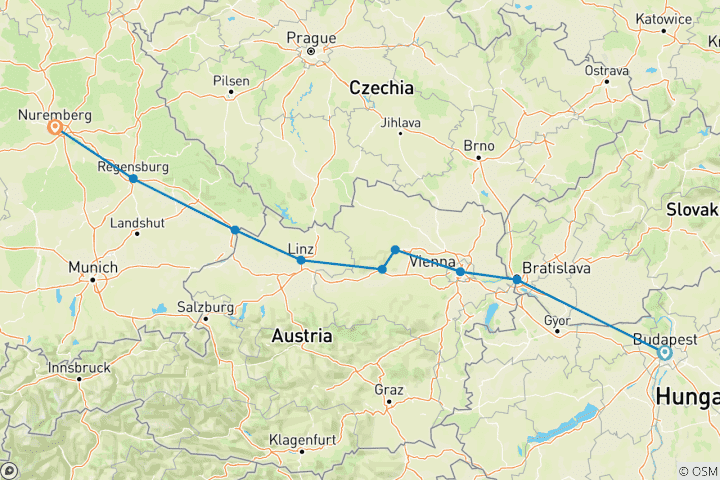 Carte du circuit Découverte du Danube bleu - 2026