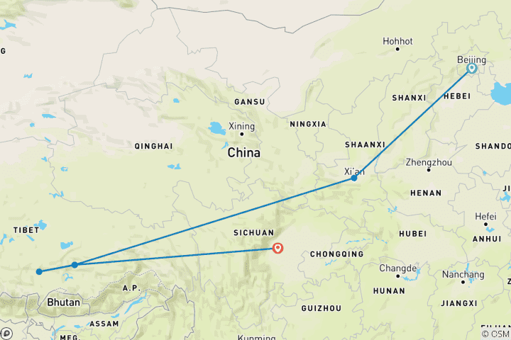 Map of 14 Days Images of China and Tibet with family (private guide & driver）