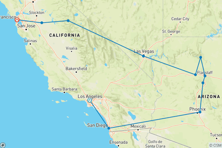 Carte du circuit La Californie et le Golden West